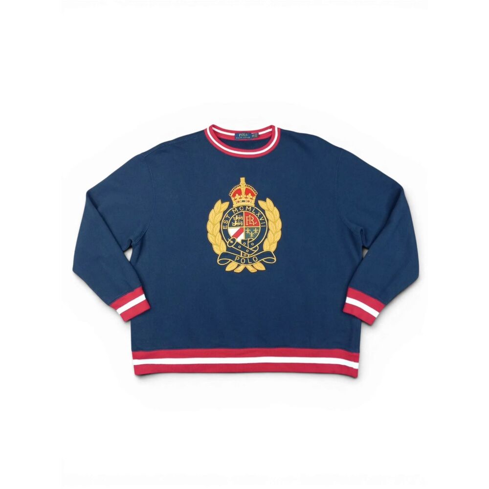 Polo Ralph Lauren Sweatshirt Crest Crown Fleece Crewneck Men's Size 1XB Navy